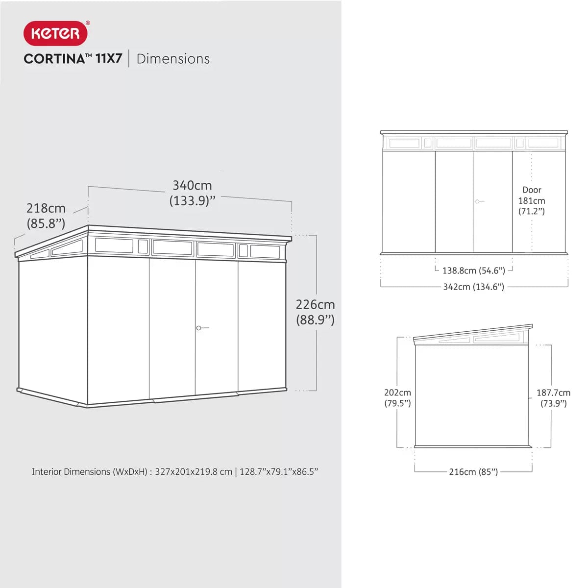 Keter Artisan 7x11 ft Pent Dark-Grey Plastic 2 door Shed with floor & 1 window - Image 8